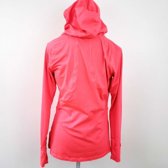 Layer8 Neon Orange Fleece Line Hoodie Athletic Large Winter Running Thumb Holes - Picture 2 of 6
